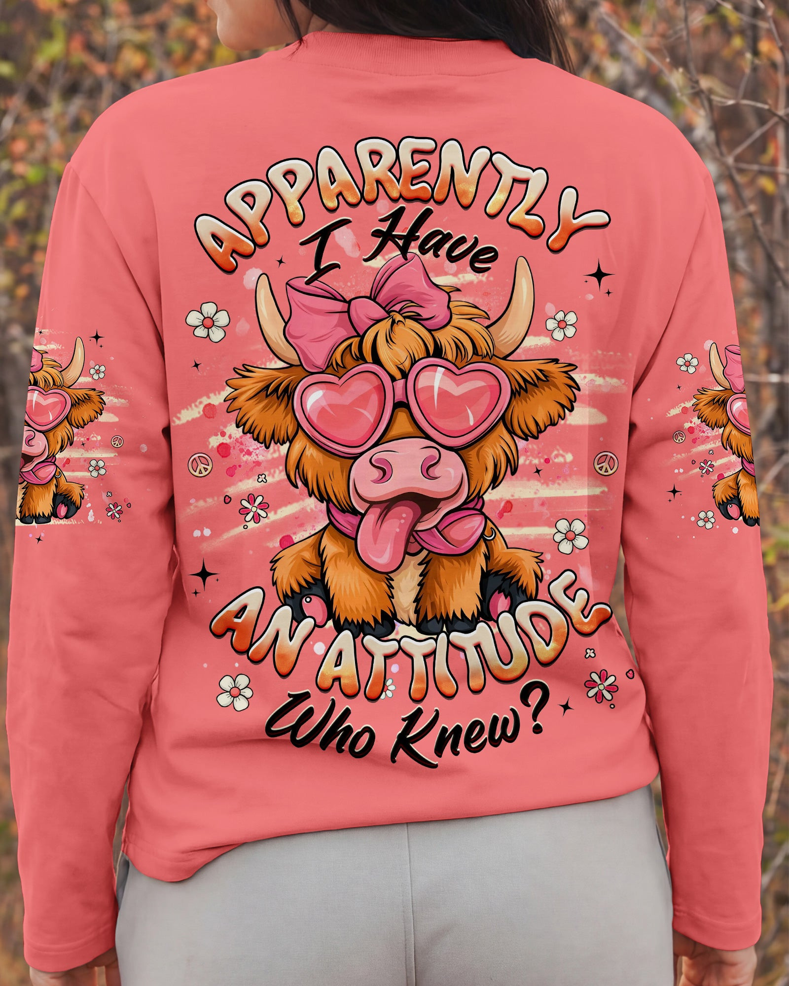 Cow Apparently I Have An Attitude Sweatshirt Cute Cow With Heart Glasses Gift For Girlfriend - Image 2