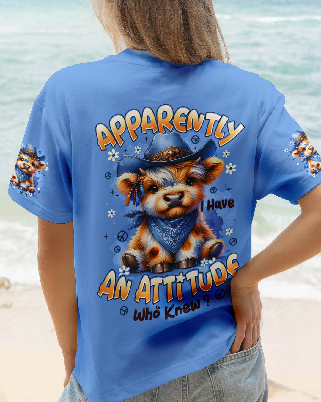 Cow Apparently I Have An Attitude T-Shirt Cute Cowboy Cow Pullover Gift For Daughter