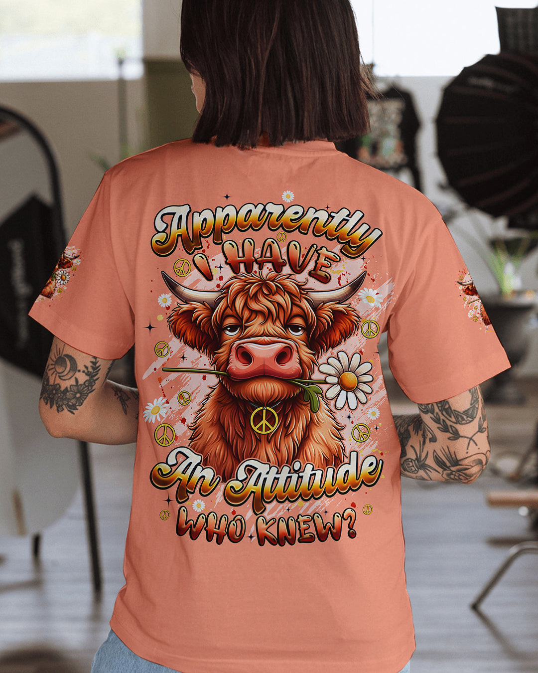 Cow Apparently I Have An Attitude T-Shirt Cute Farm Animal Clothing Gift For Farm Lovers - Image 2