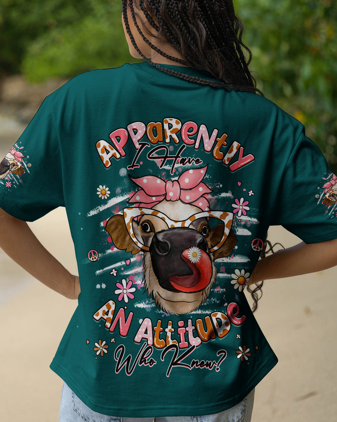 Cow Apparently I Have An Attitude T-Shirt Funny Highland Cow Apparel Gift For Lady