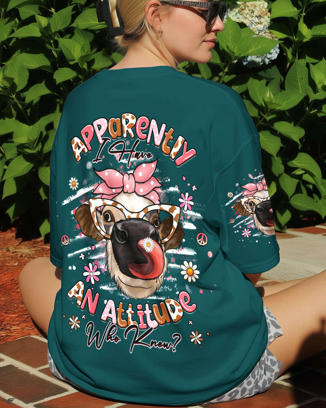 Cow Apparently I Have An Attitude T-Shirt Funny Highland Cow Apparel Gift For Lady - Image 2