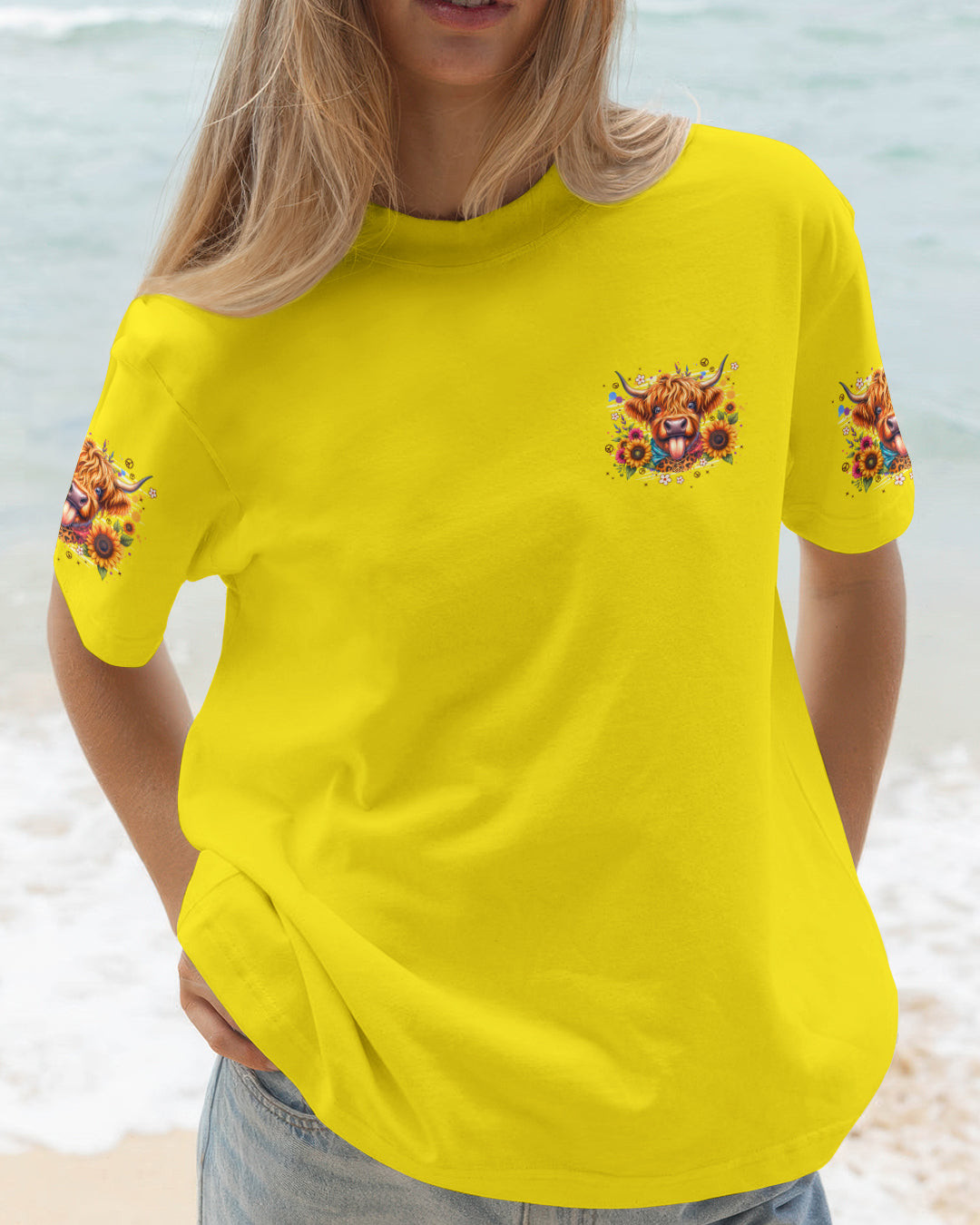 Cow Apparently I Have An Attitude T-Shirt Highland Cow Sunflower And Peace Gift For Pet Lover