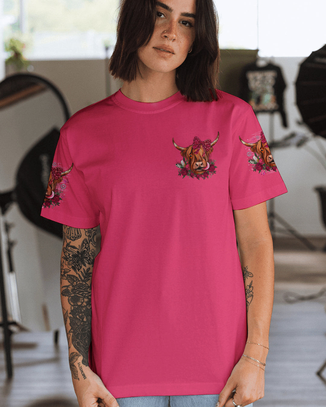 Cow Apparently I Have An Attitude T-Shirt Sassy Cow With Pink Bow Roses Merch Gift For Mom