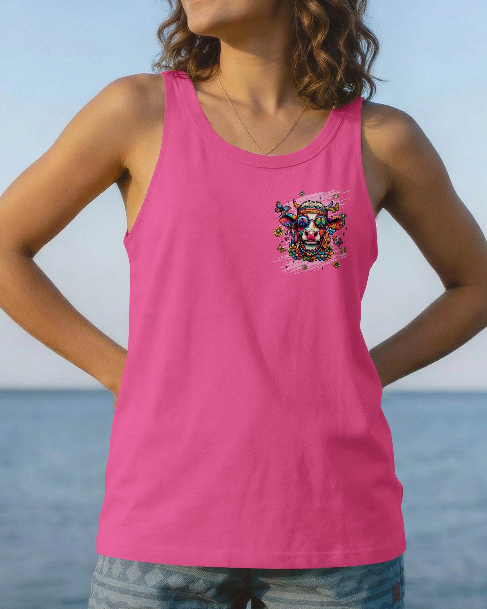 Cow Apparently I Have An Attitude Tank Top Colorful Cow With Peace Glasses Flowers Gift For Wife