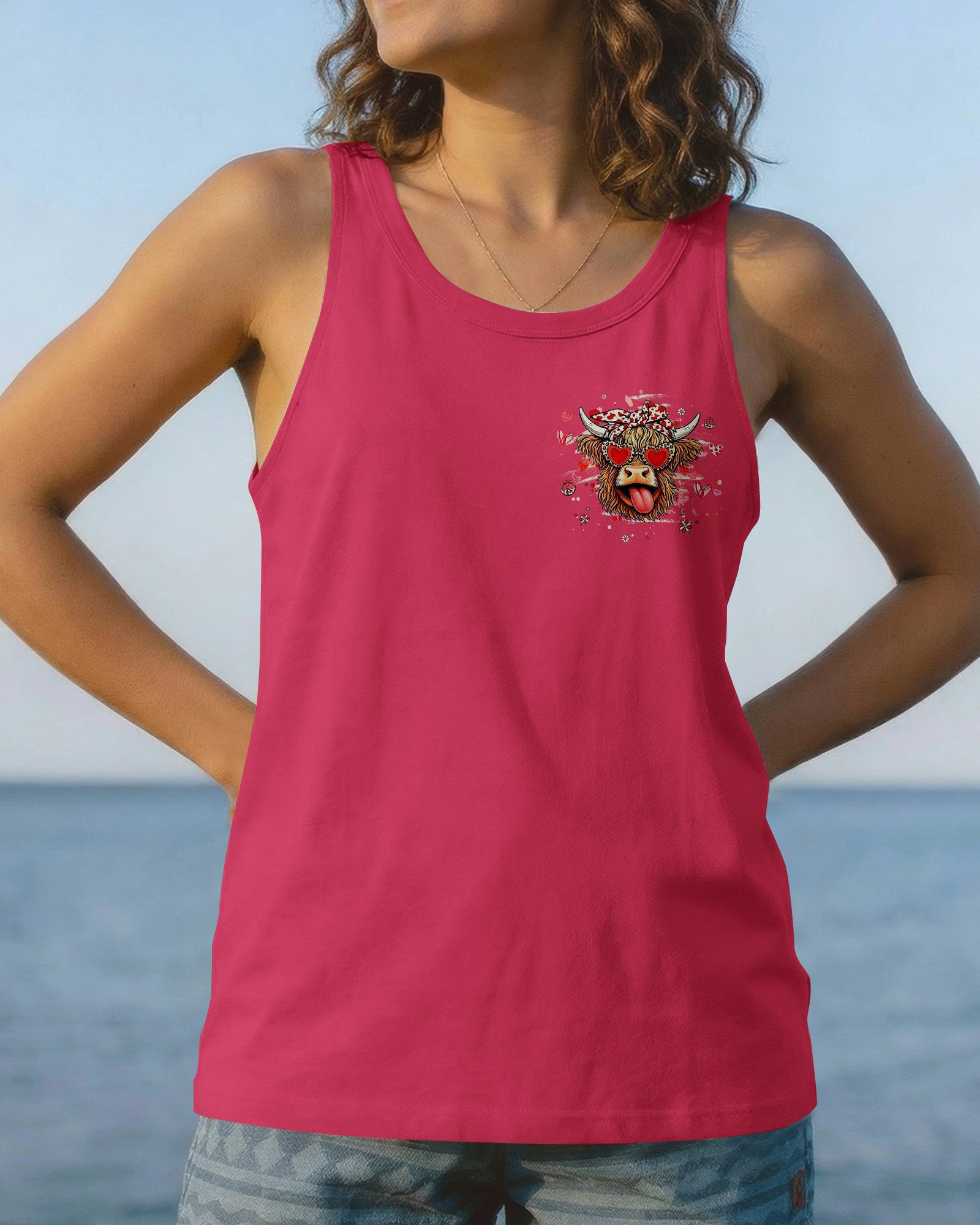 Cow Apparently I Have An Attitude Tank Top Funny Cow With Heart Sunglasses Bow Gift For Daughter