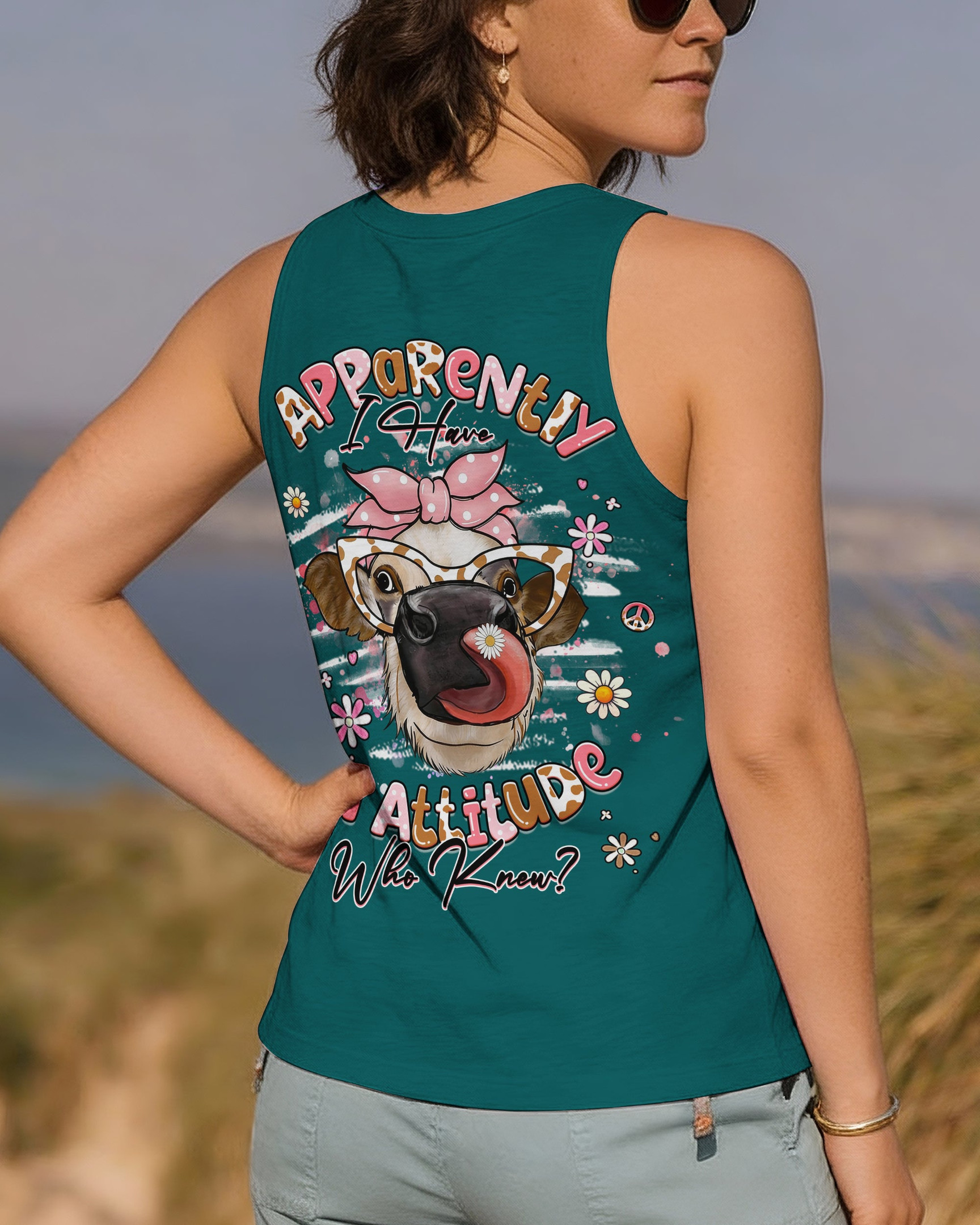 Cow Apparently I Have An Attitude Tank Top Funny Highland Cow Merch Gift For Lady - Image 2