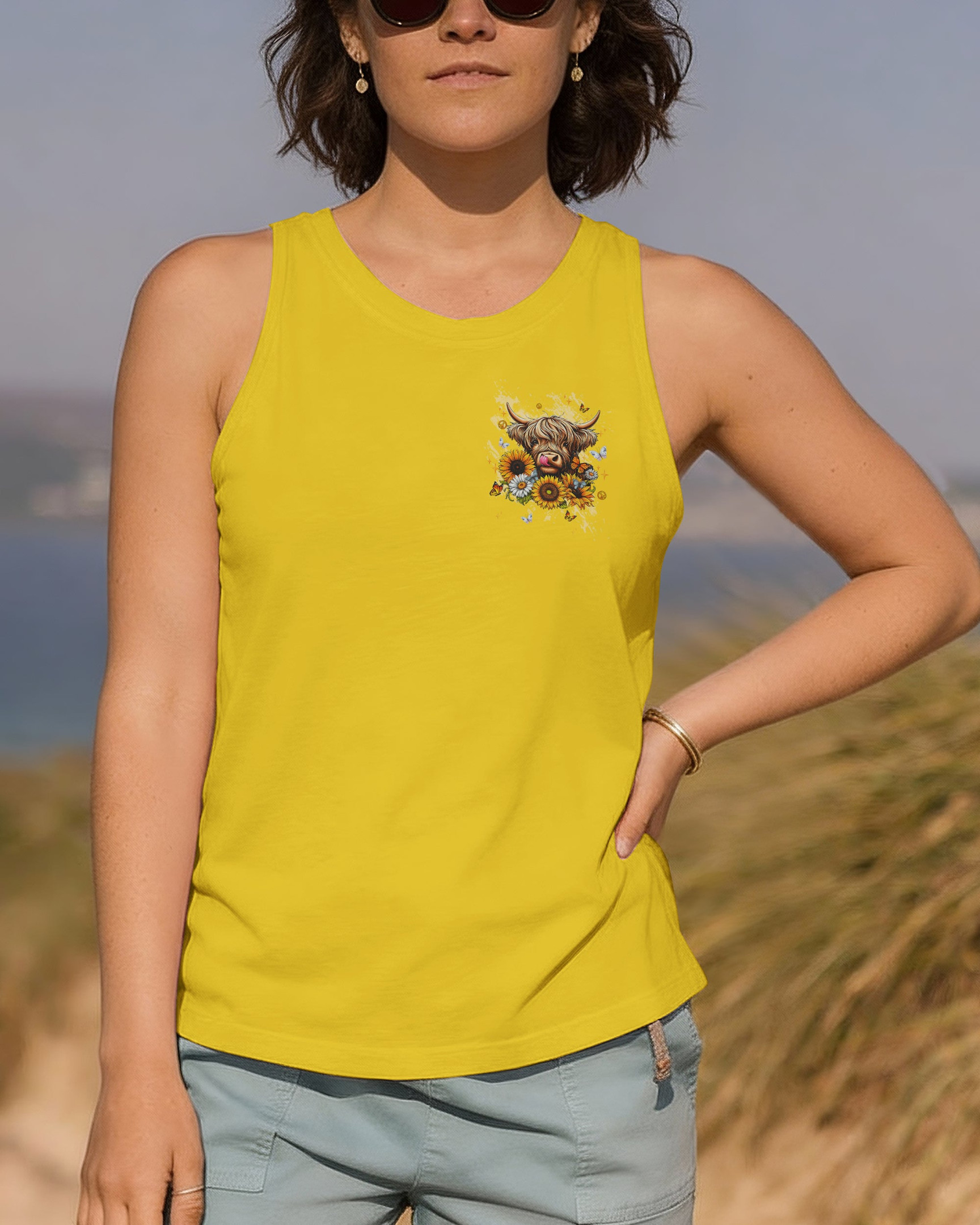 Cow Apparently I Have An Attitude Tank Top Sassy Cow With Sunflowers Butterflies Gift For Mom