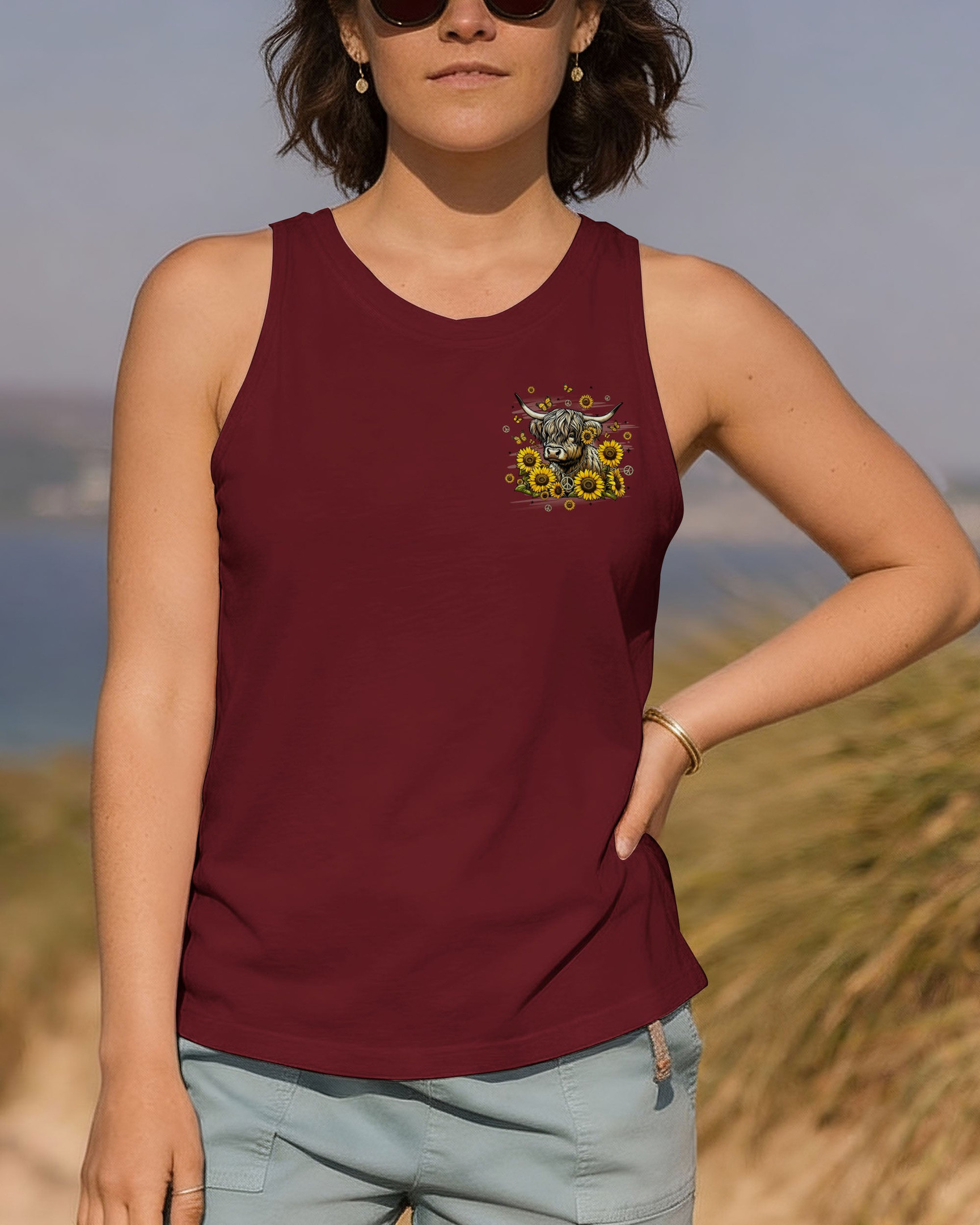 Cow Apparently I Have An Attitude Tank Top Sunflower Cow Clothing Gift For Farm Lovers