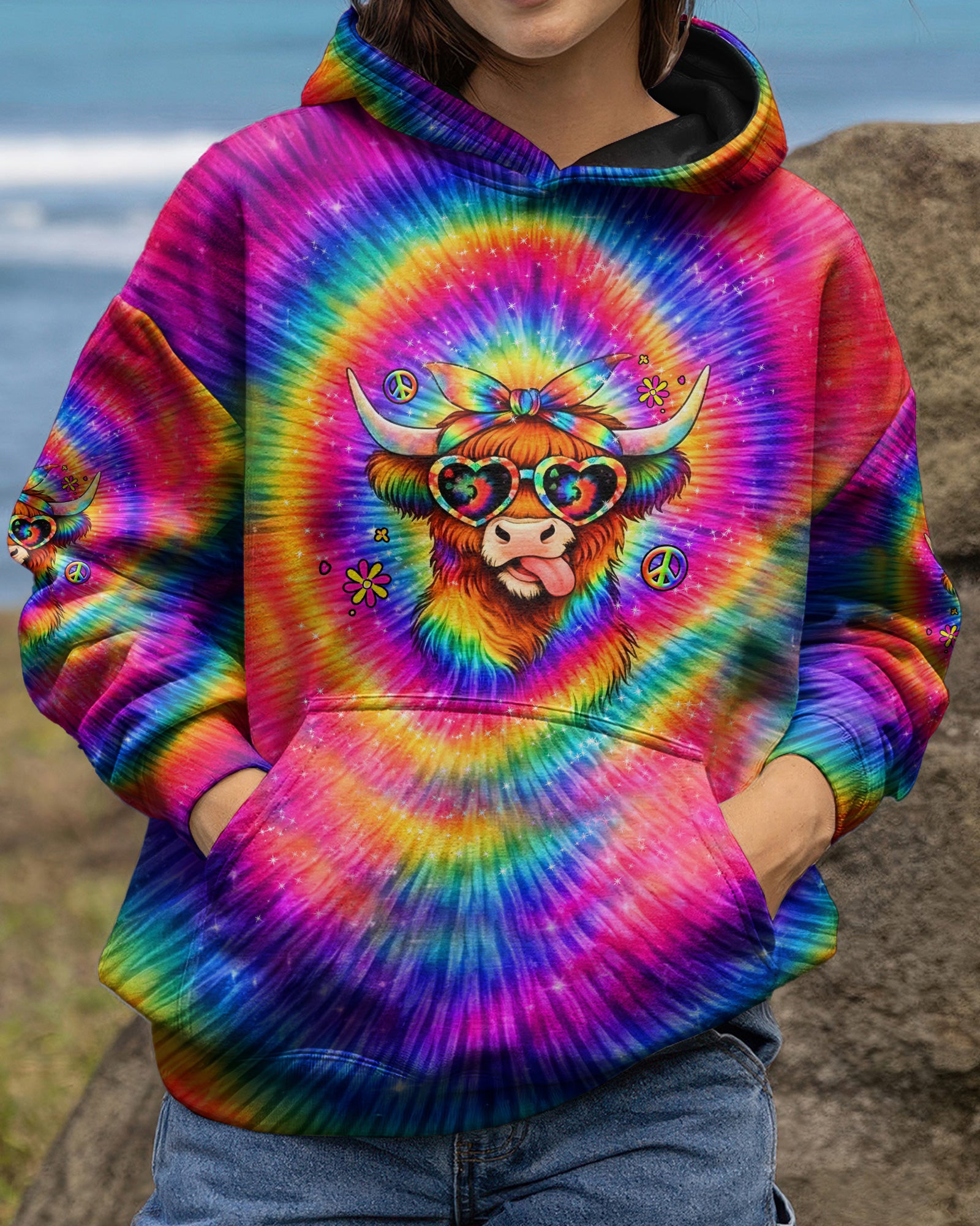Cow Apparently I Have An Attitude Tie Dye Hoodie Funny Farm Animal Pullover Gift For Her - Image 2