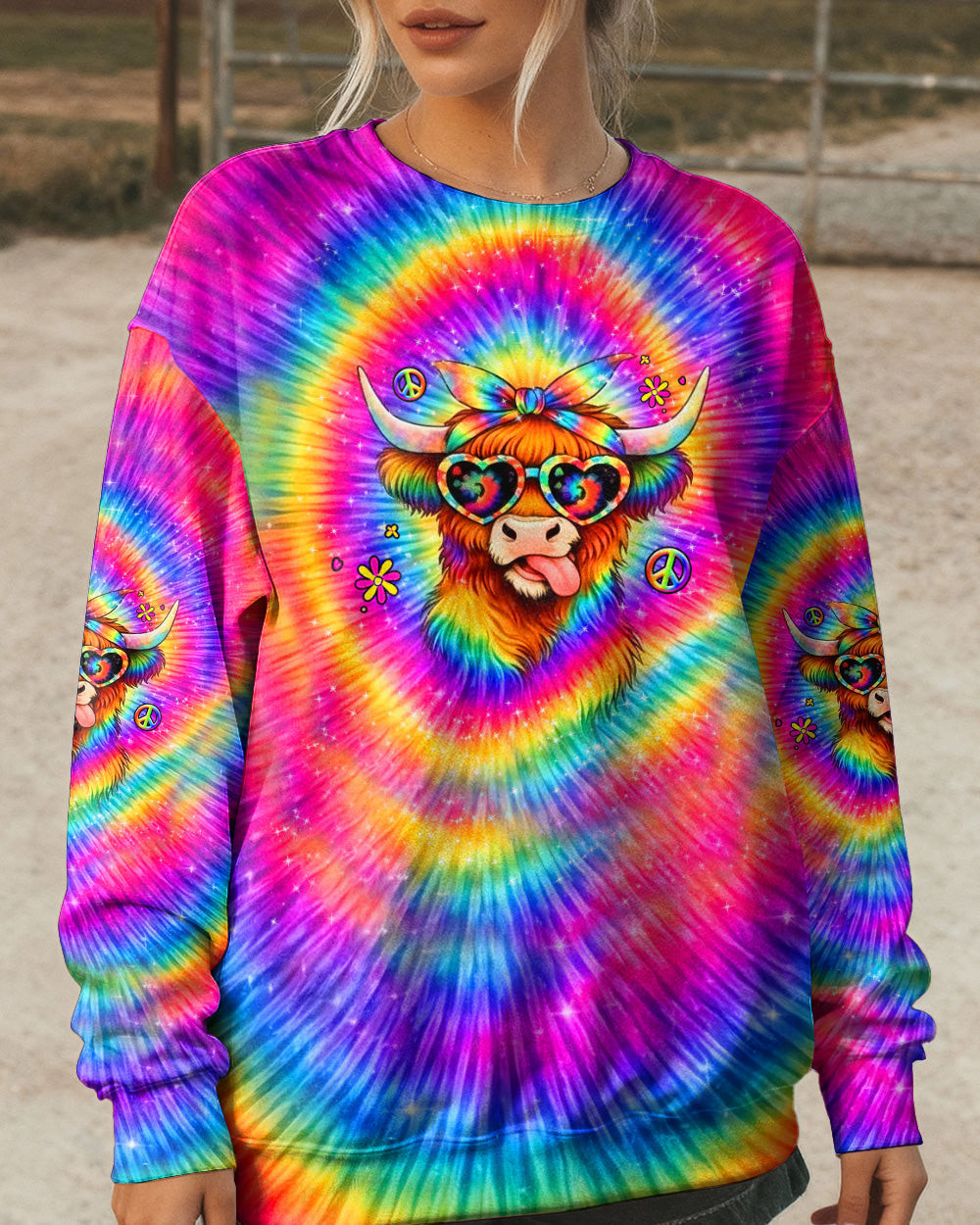 Cow Apparently I Have An Attitude Tie Dye Sweatshirt Funny Farm Animal Merch Gift For Her
