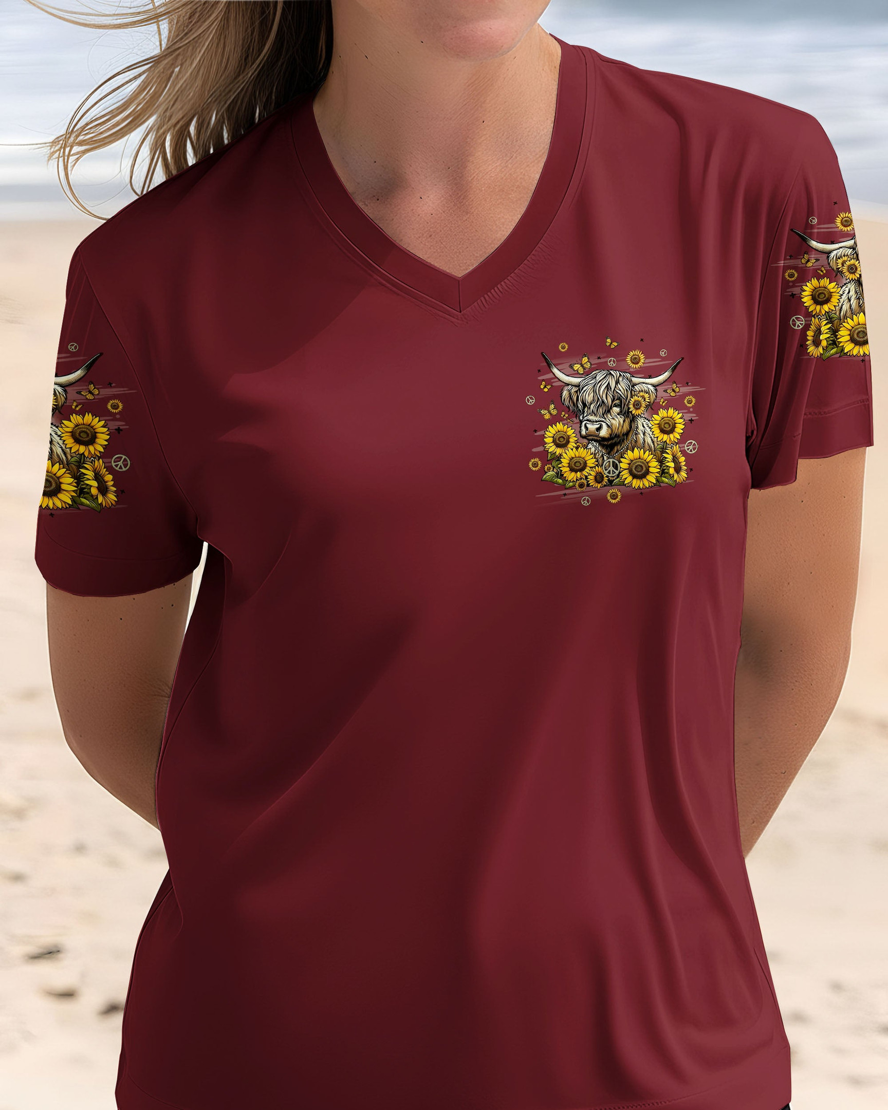 Cow Apparently I Have An Attitude V-neck Shirt Sunflower Cow Clothing Gift For Daughter