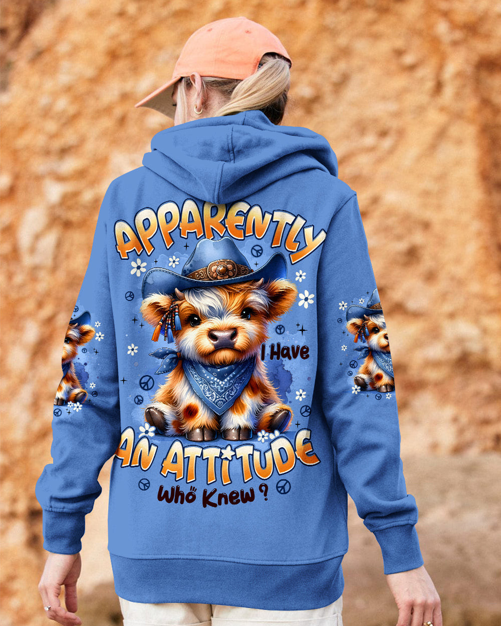 Cow Apparently I Have An Attitude Zipper Hoodie Cute Cowboy Cow Pullover Gift For Farm Lovers - Image 2