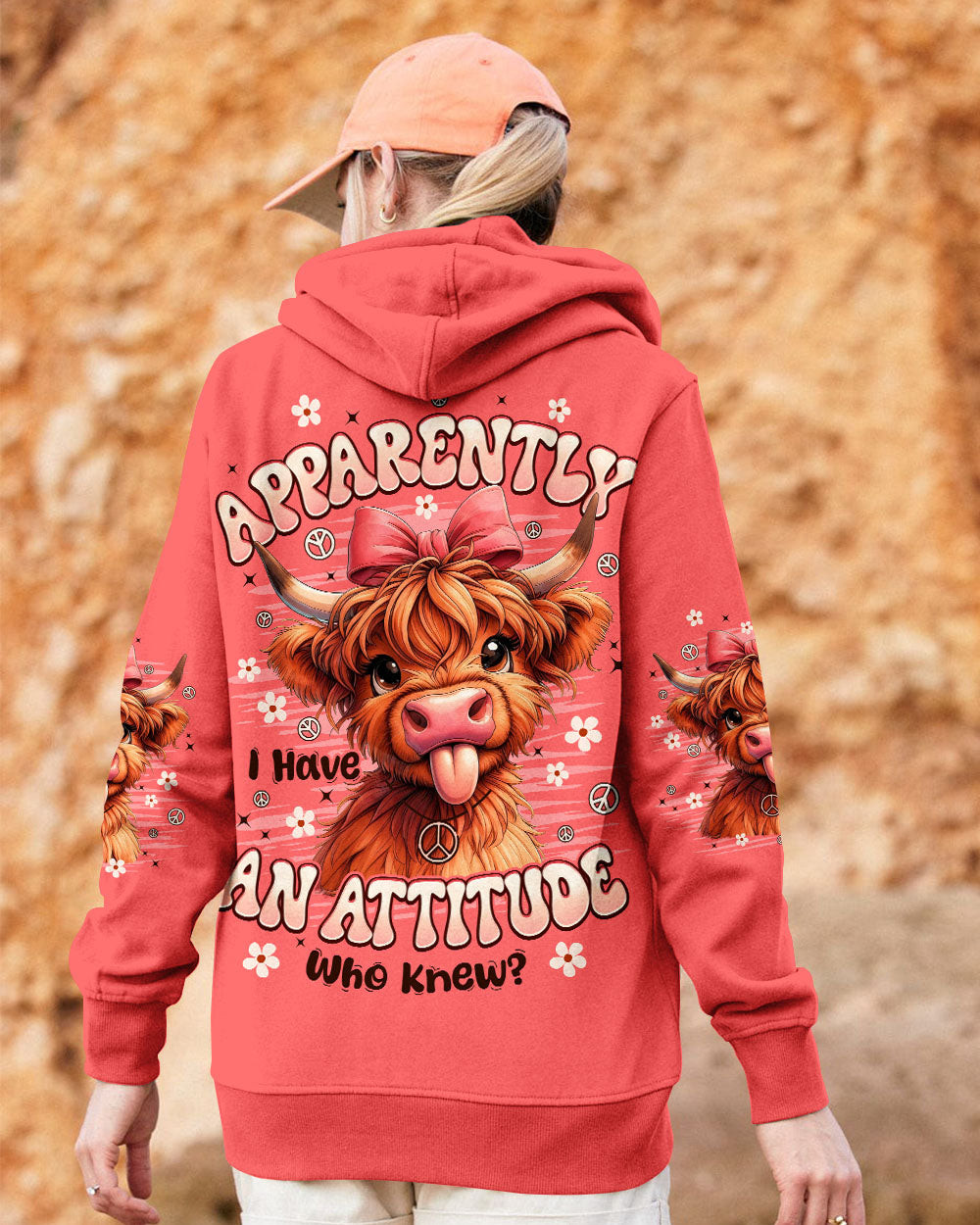 Cow Apparently I Have An Attitude Zipper Hoodie Funny Farm Animal Pullover Gift For Farm Girls - Image 2