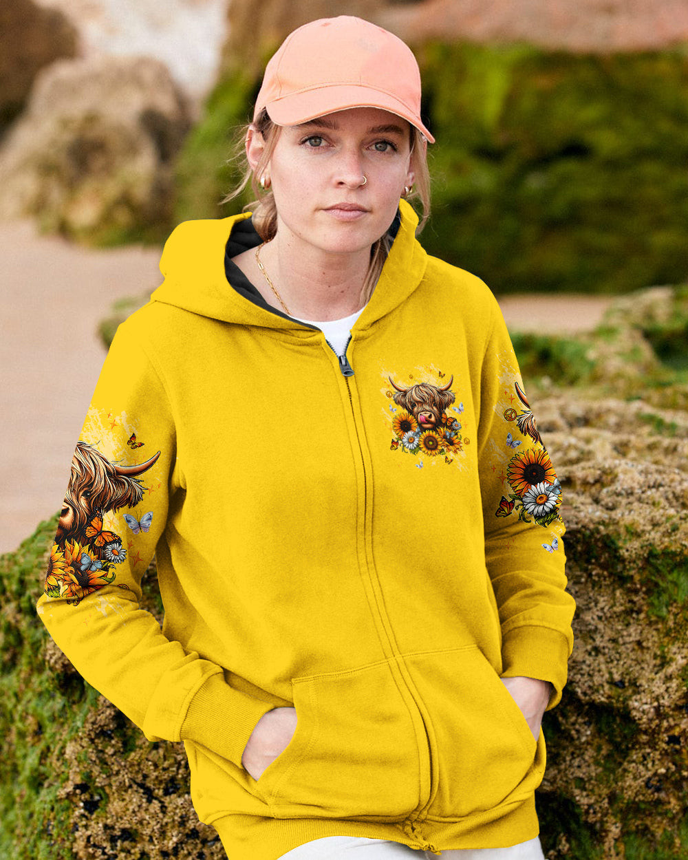 Cow Apparently I Have An Attitude Zipper Hoodie Sunflowers Butterflies Merch Gift For Cow Lover