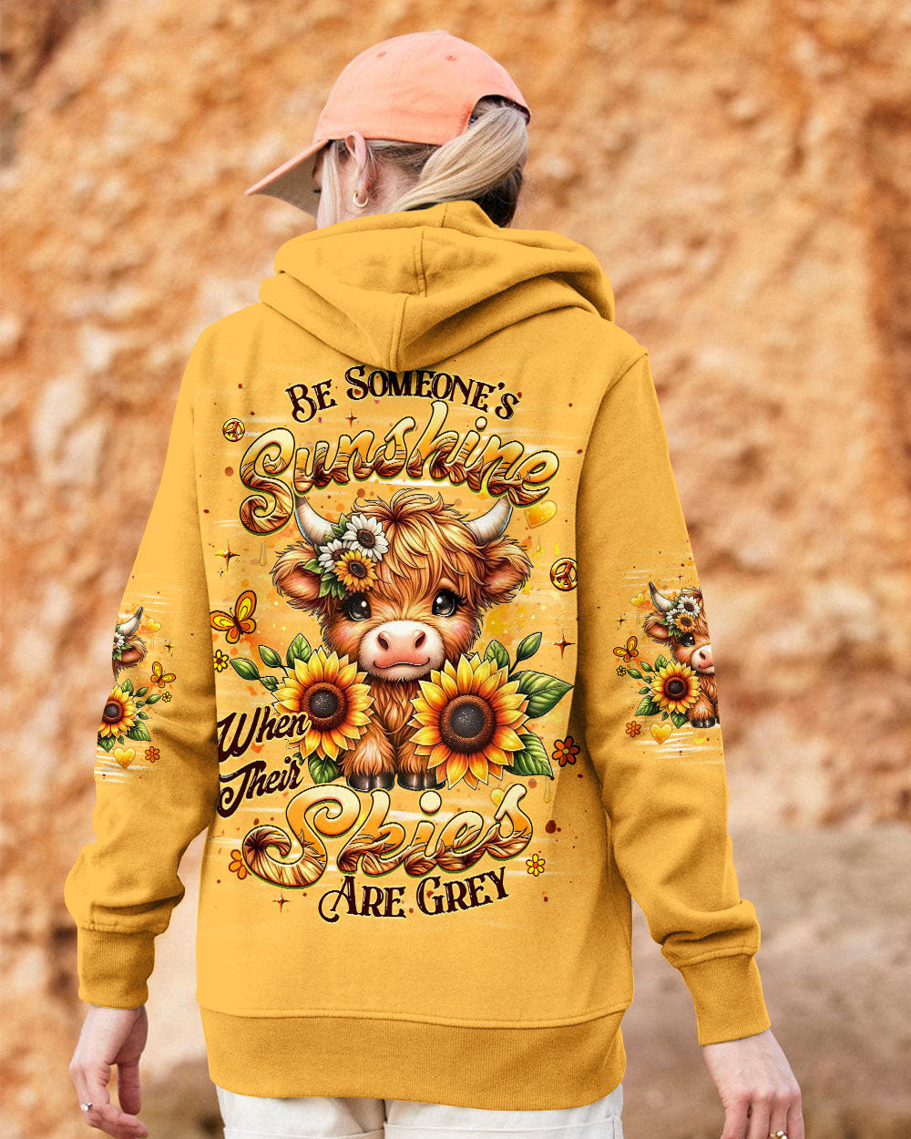 Cow Be Someone's Sunshine Zipper Hoodie Inspirational Cow Sunflowers Merch Gift For Farm Lovers - Image 2