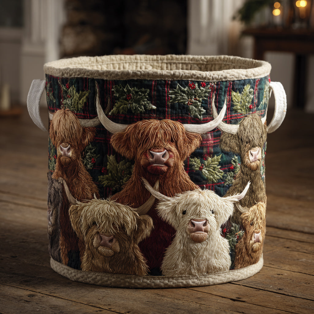 Cow Harmony Quilted Laundry Basket Home Decor Items Gifts For Highland Cow Lovers