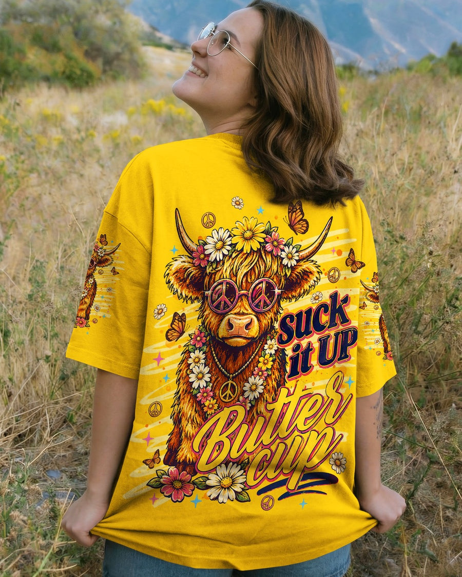 Cow Suck It Up Buttercup T-Shirt Highland Cow Vintage Merch Gift For Countryside Her - Image 2
