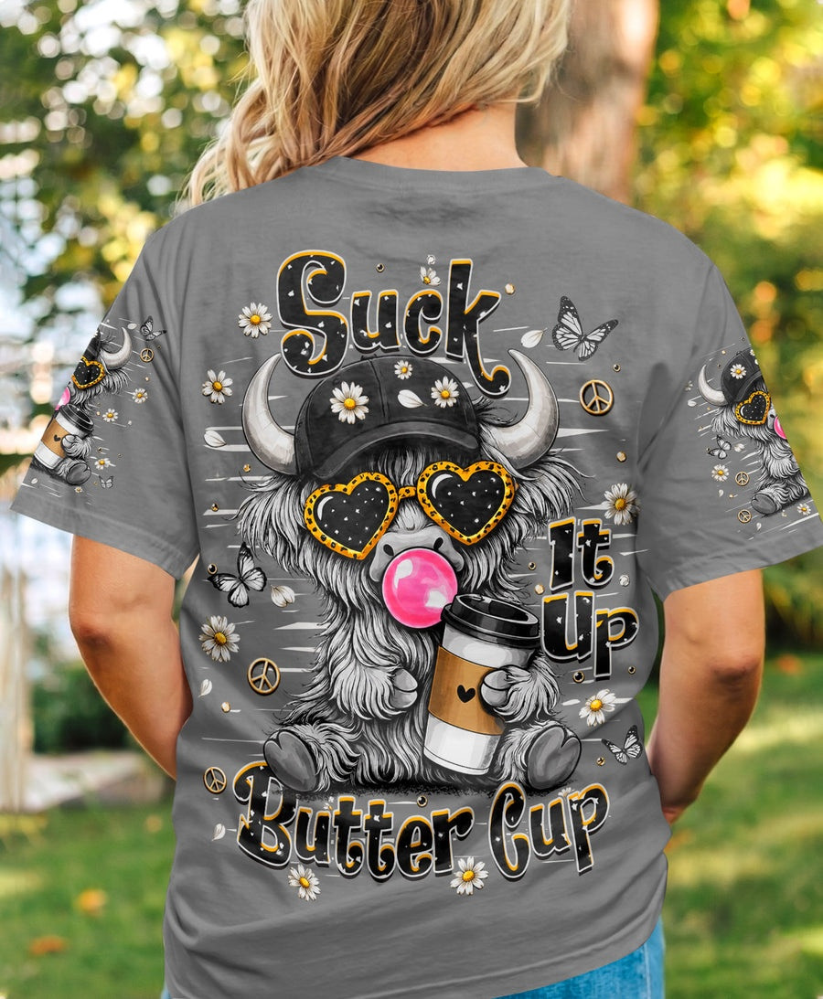 Cow Suck It Up Buttercup T-Shirt Rocker Highland Cow Merch Gift For Farm Animals Fan - Image 2