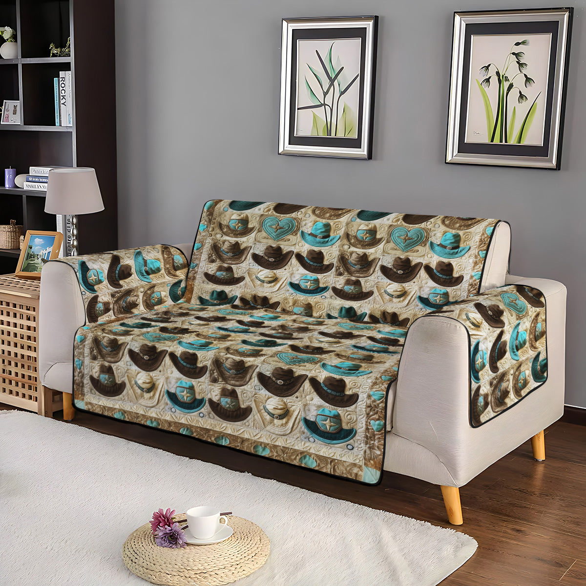 Cowboy Charm Quilted Sofa Cover Slipcover Sofa Cowboy Related Gifts - Image 3