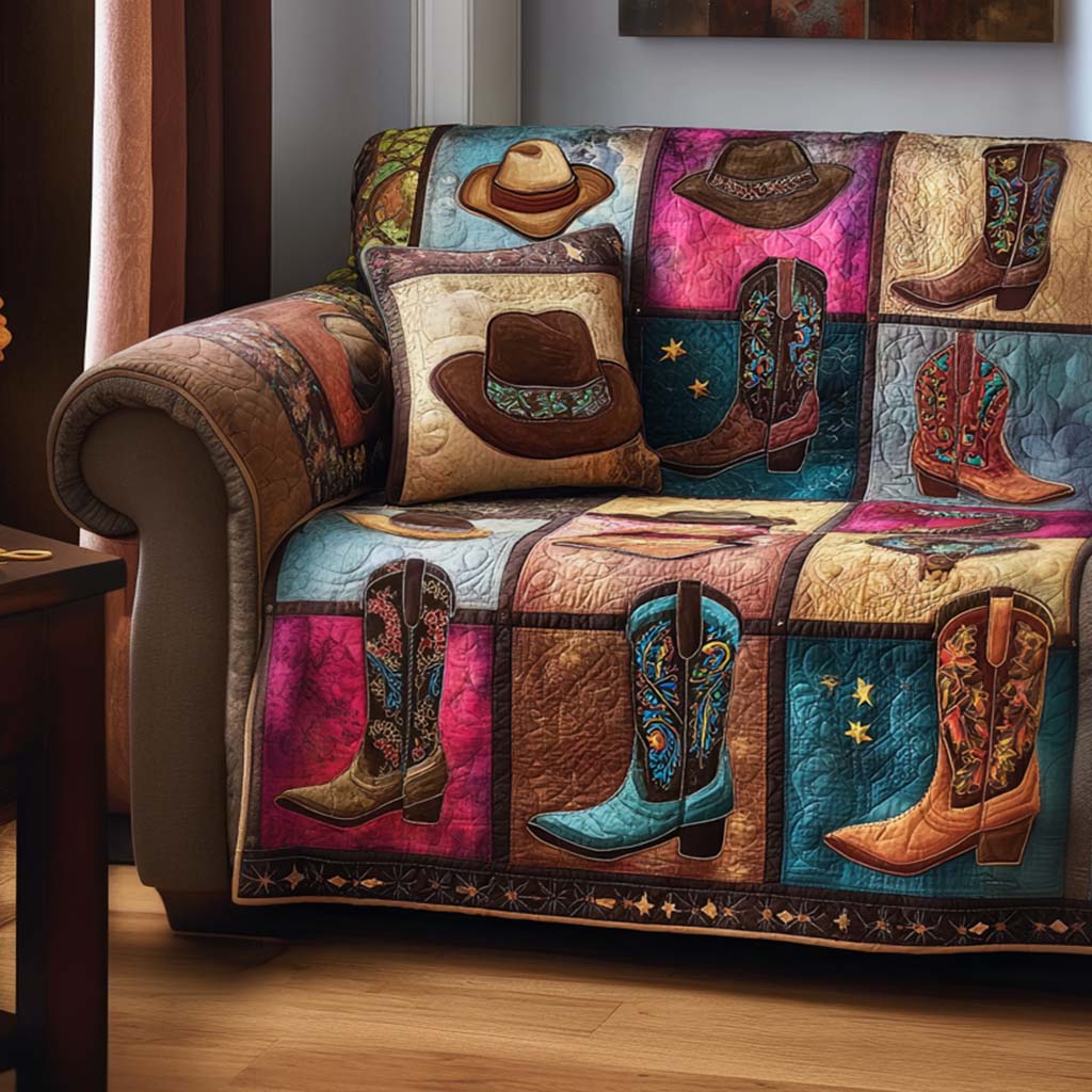 Cowboy Code Quilted Sofa Cover Couch Cover Western Gifts For Men