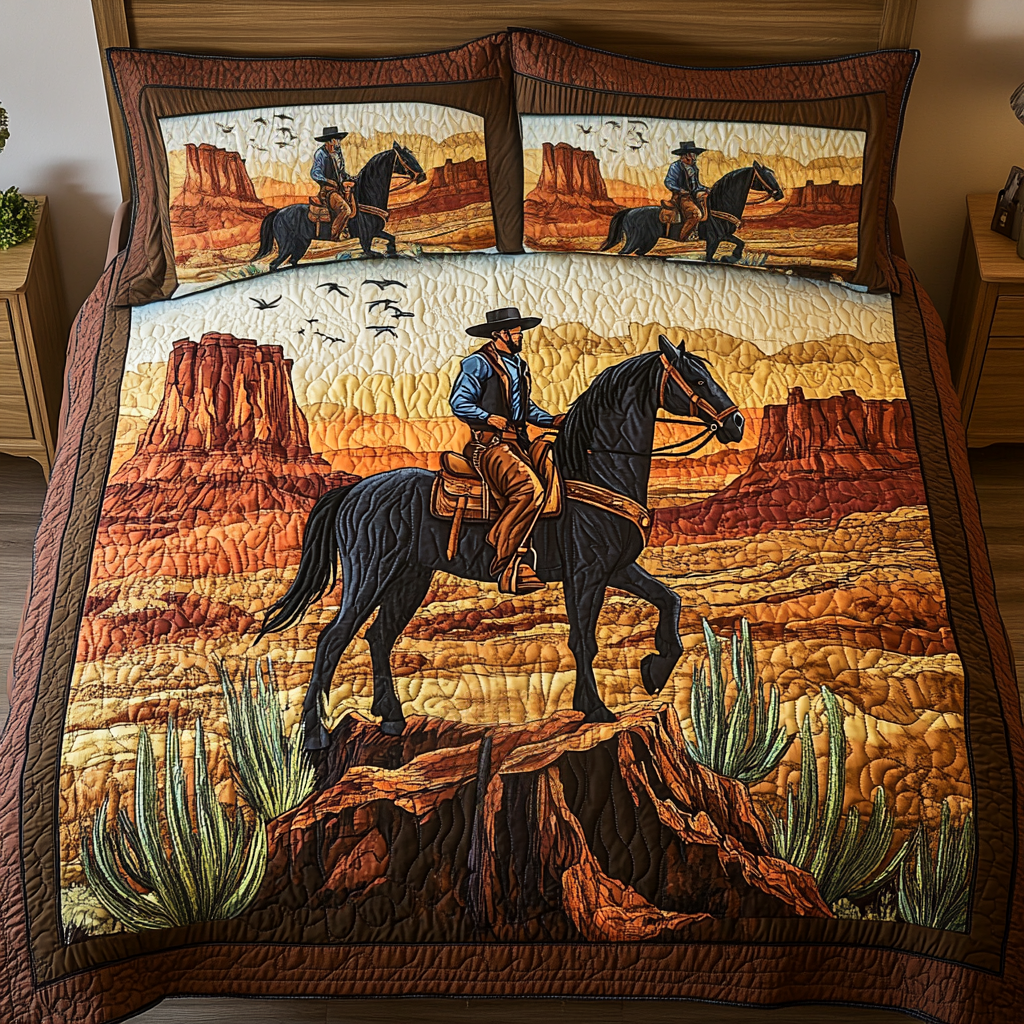 Cowboy Ride Quilted Bedding Set Best Bedspread Set Cute Cow Themed Gifts