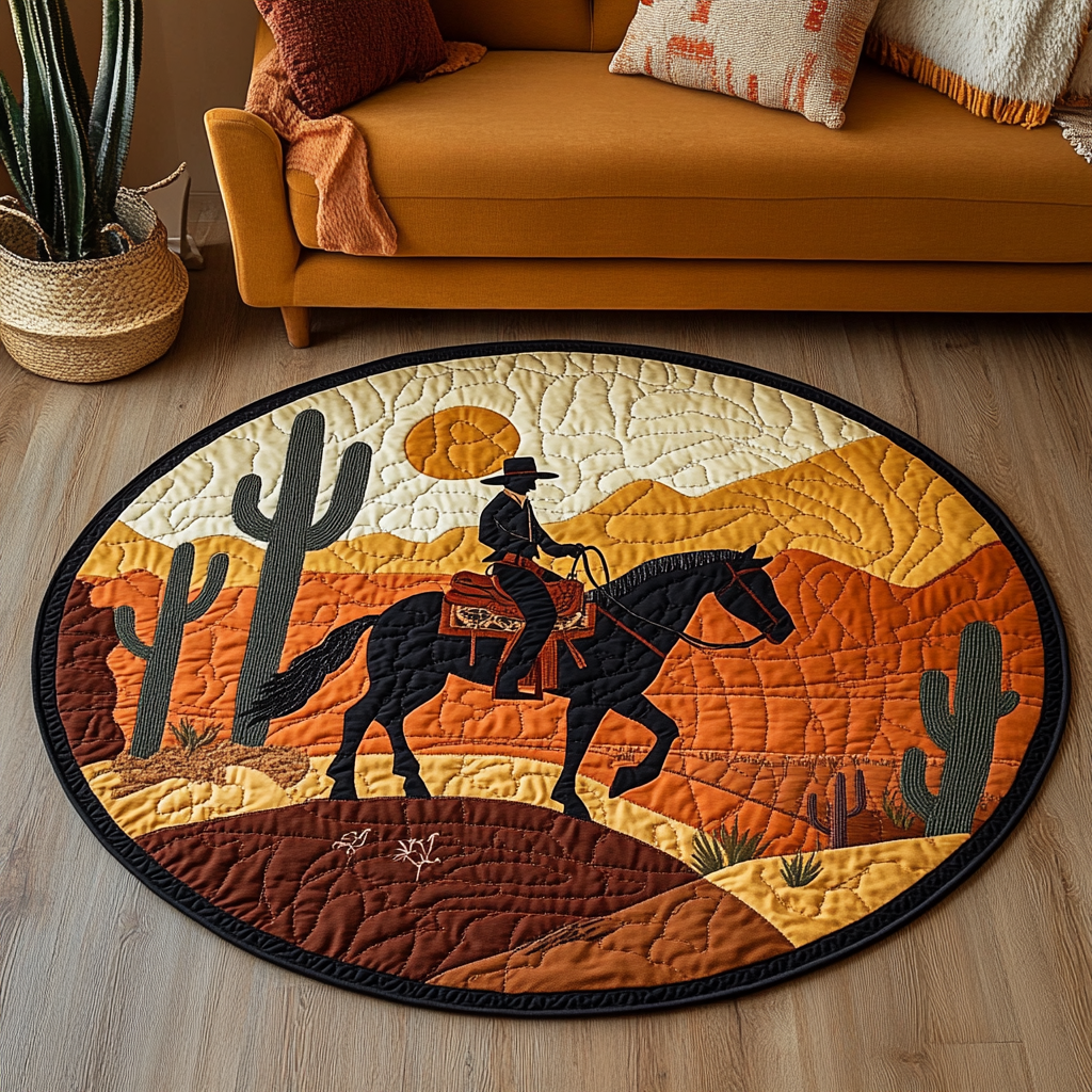 Cowboy Roots Quilted Round Mat Modern Living Room Cowboy Gifts For Dad