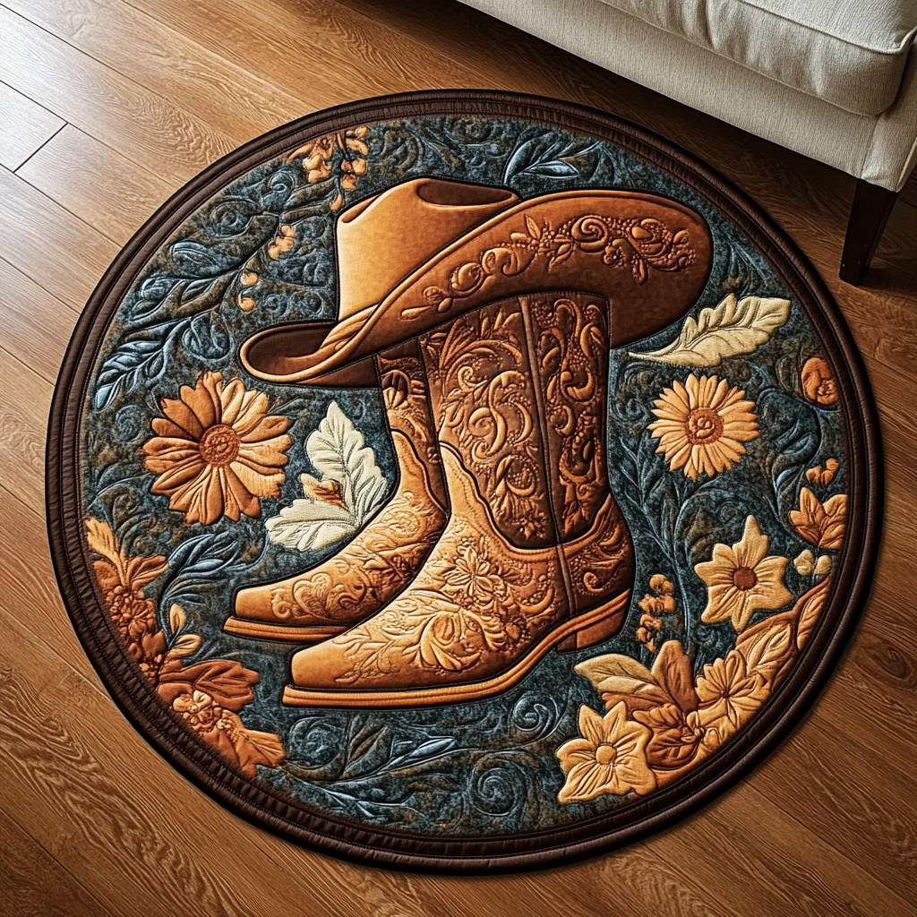 Cowboy Spirit Quilted Round Mat Living Room Furniture Ideas Cowboy Themed Gifts