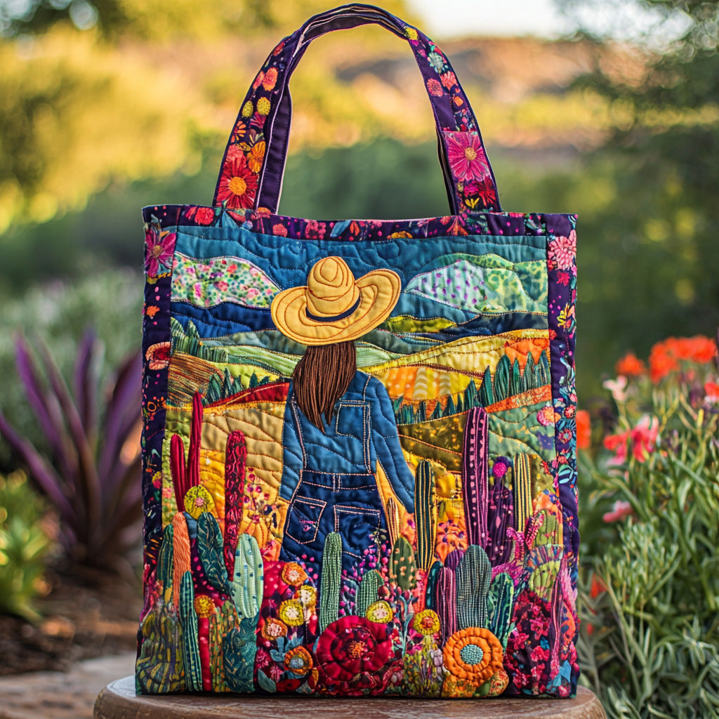 Cowgirl Horizon Quilted Tote Bag Best Handbag For Everyday Use Moms Day Gift Ideas
