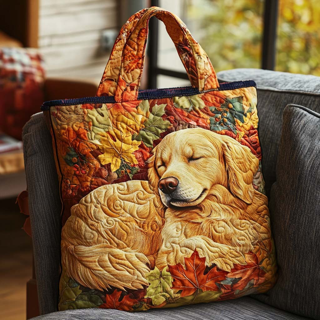 Cozy Autumn Pup Quilted Tote Bag The Best Tote Bag Gifts To Daughter From Mom