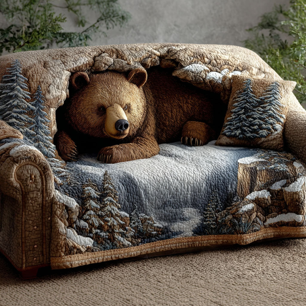 Cozy Bear Lodge Quilted Sofa Cover Best Sofa Covers Gift Ideas For Bear Lovers