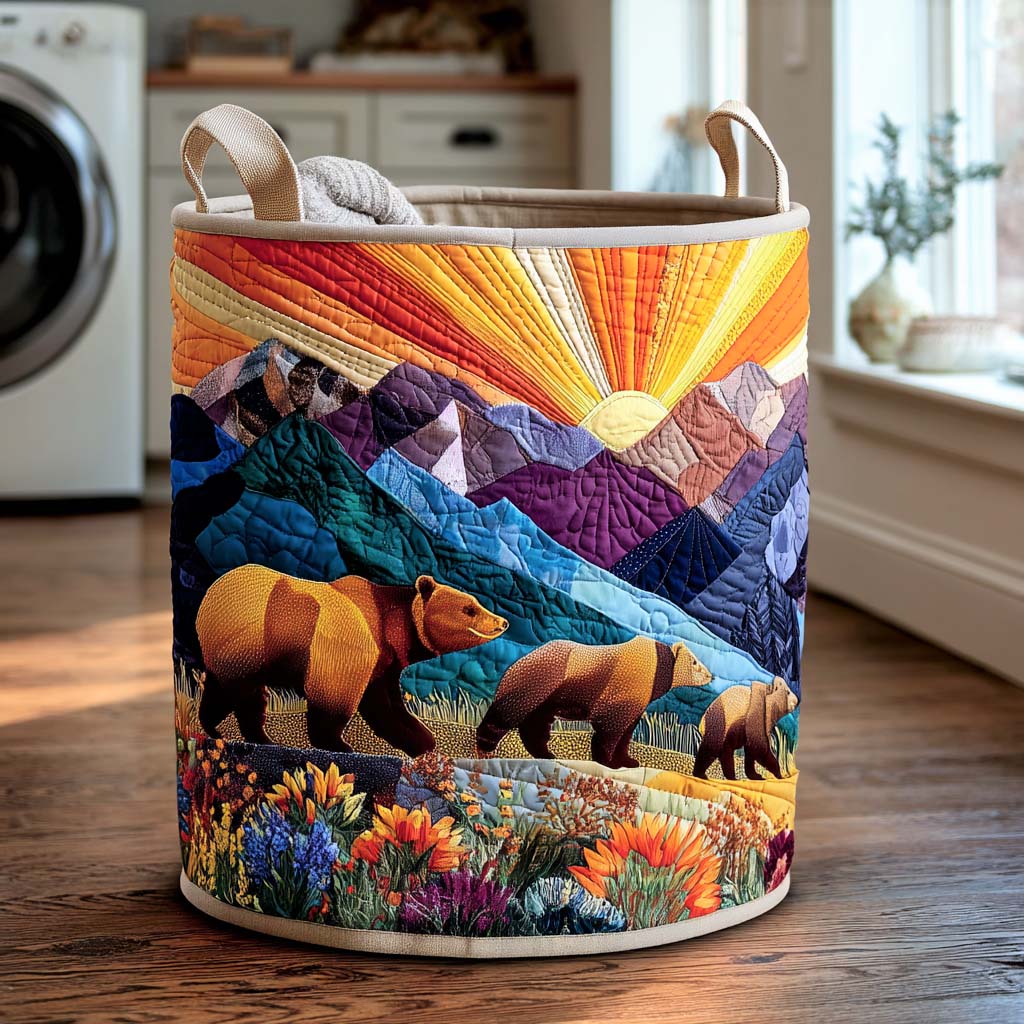 Cozy Bear Quilted Laundry Basket Unique Clothes Hamper Best Father's Day Gifts For Husband