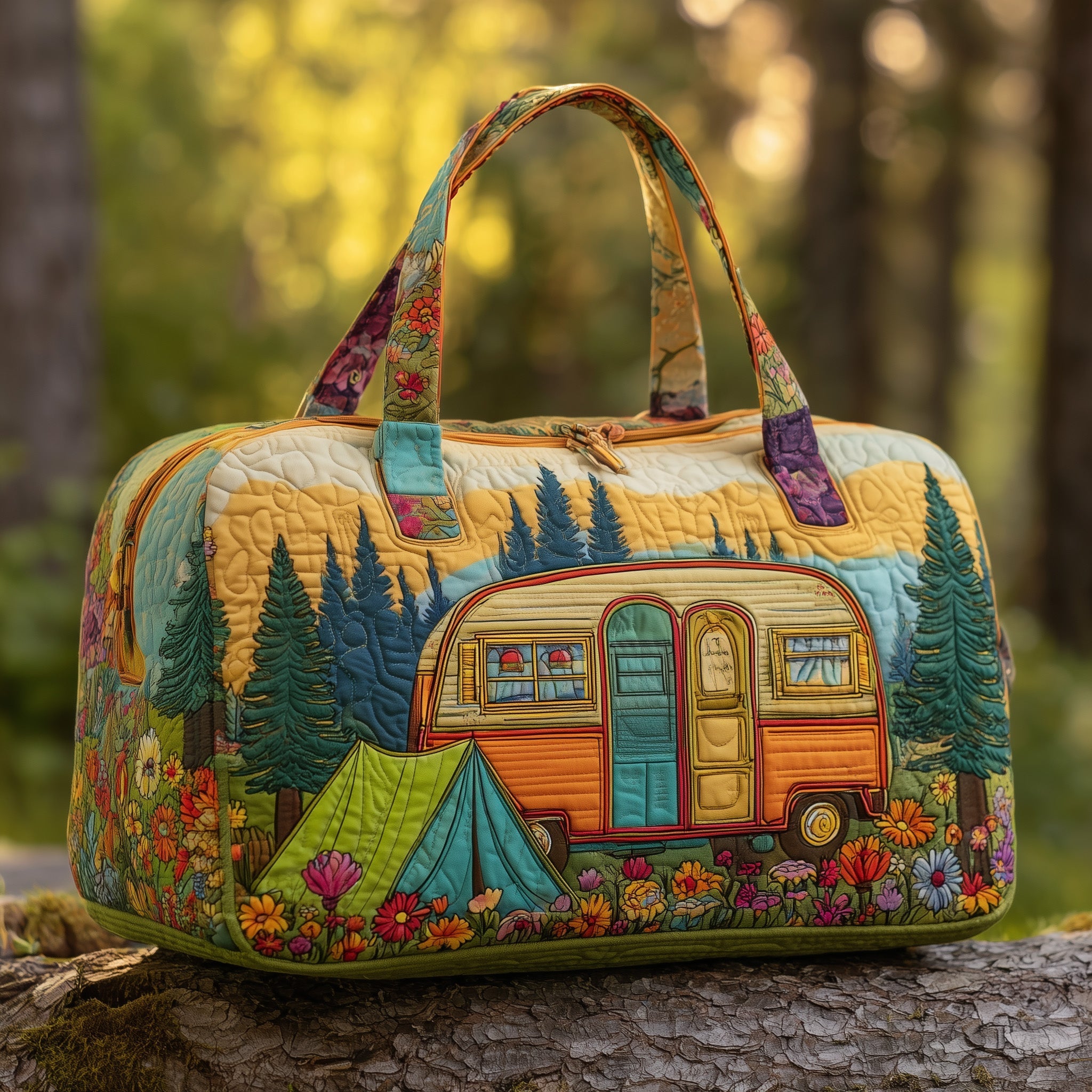 Cozy Camper Quilted Duffle Bag Cool Weekend Bags Great Mother's Day Gifts For Wife