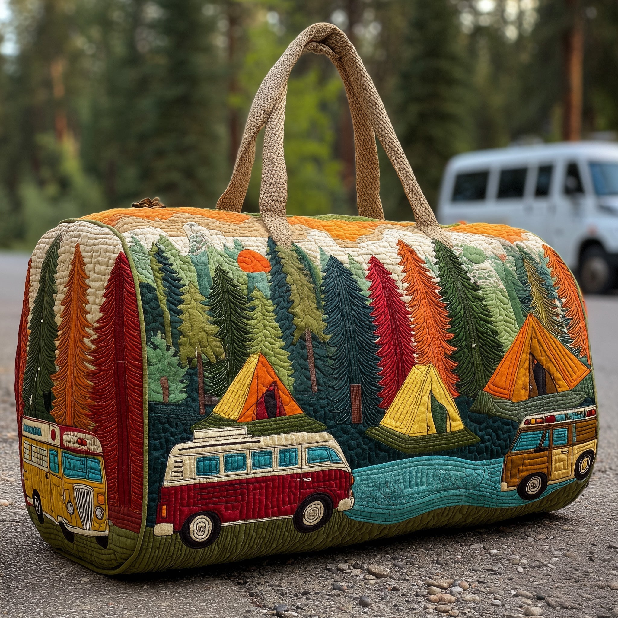 Cozy Camper Quilted Duffle Bag Travel Duffel Women Mother's Day Gifts For Coworkers