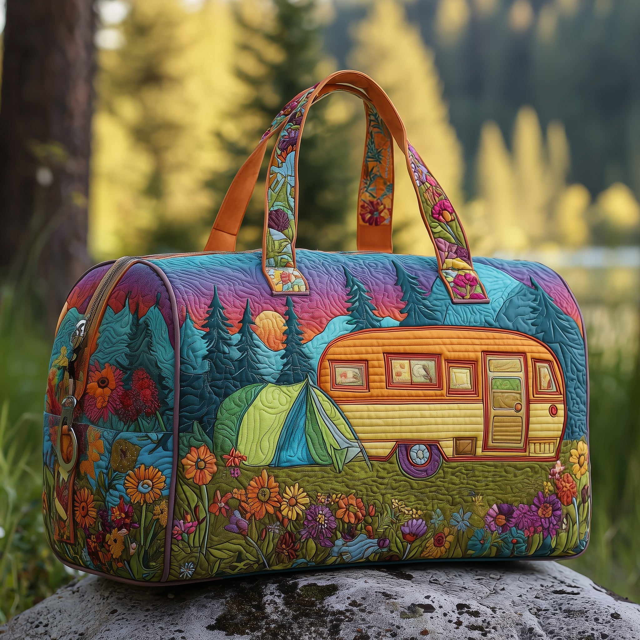 Cozy Camper Quilted Duffle Bag Weekend Travel Bag Gifts For Young Moms