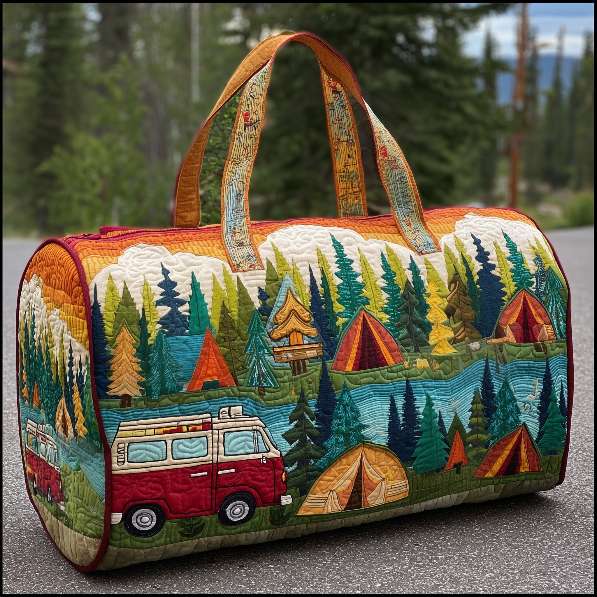 Cozy Camper Quilted Duffle Bag Weekender Bag Women Useful Mother's Day Gifts