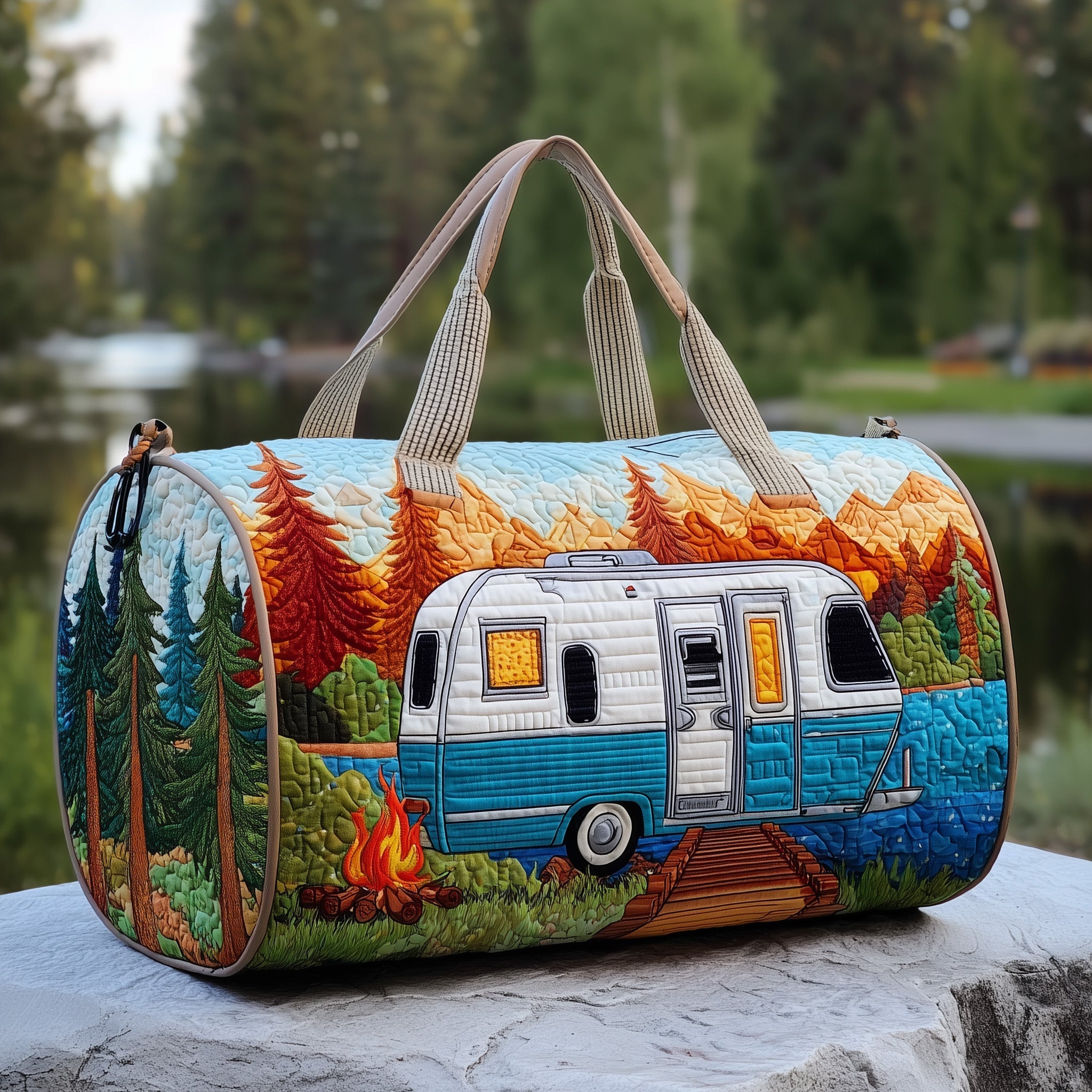 Cozy Camper Quilted Duffle Bag Womens Large Travel Duffel Bag Mothers Day Suggestions