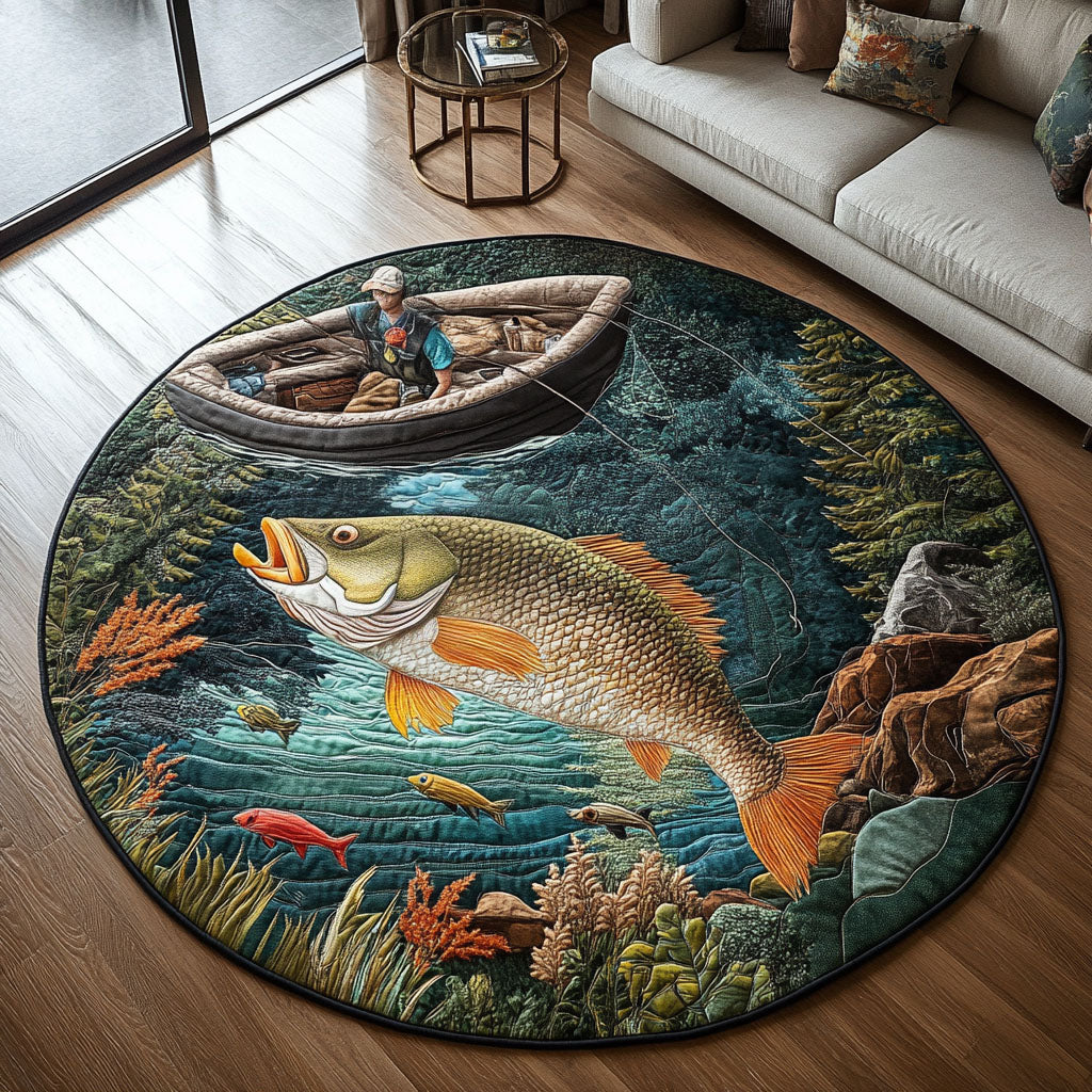 Cozy Catch Quilted Round Mat Room Decor Fishing Gifts For Boyfriend