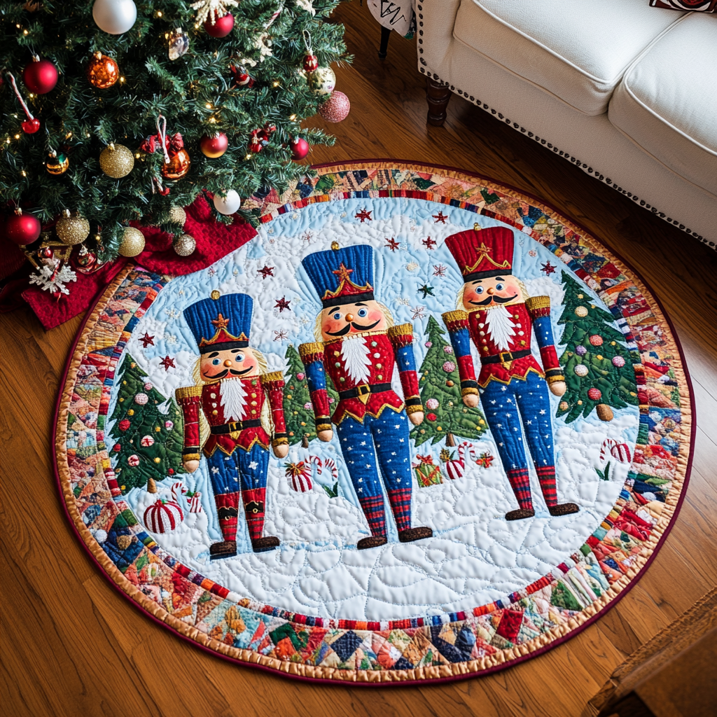 Cozy Christmas Quilted Round Mat Home Decor Cool Family Gifts For Christmas