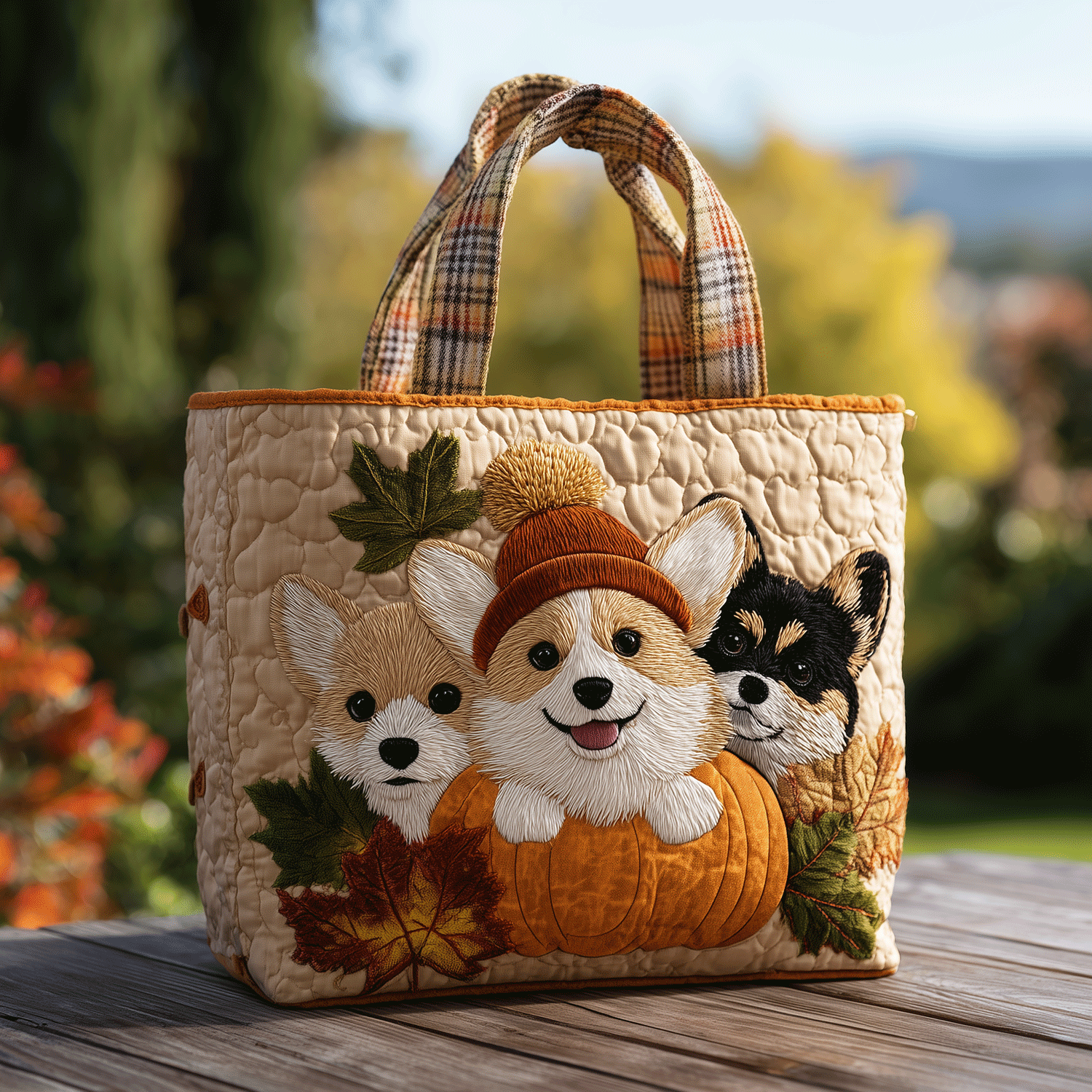 Cozy Corgi Quilted Tote Bag Best Everyday Shoulder Bag Mothers Birthday Gifts