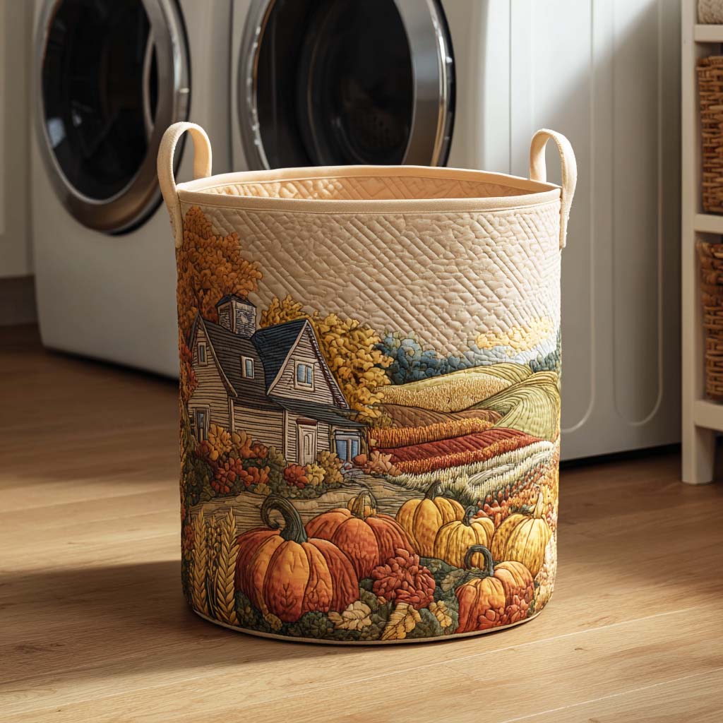 Cozy Fall Days Quilted Laundry Basket Storage Bins Mothers Day Suggestions