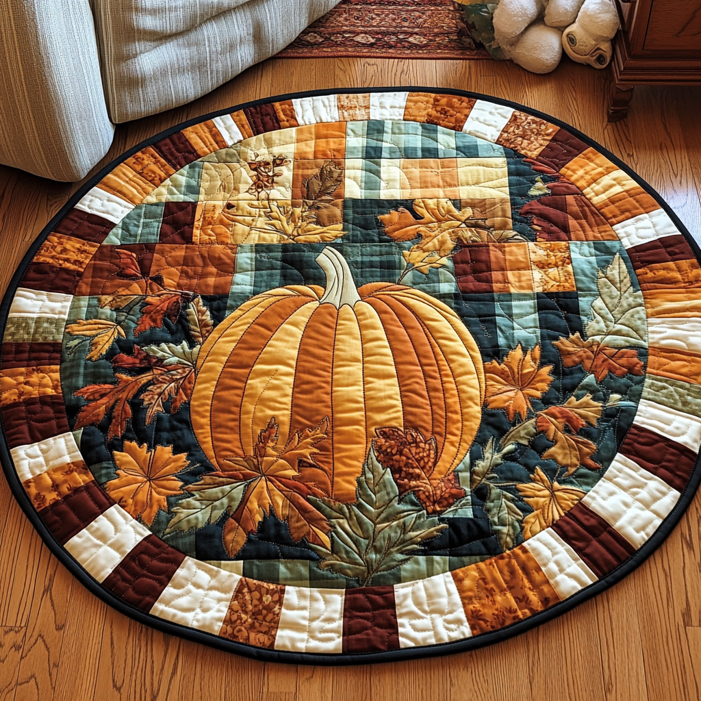 Cozy Fall Quilted Round Mat Living Room Decoration Fall Autumn Season Gifts
