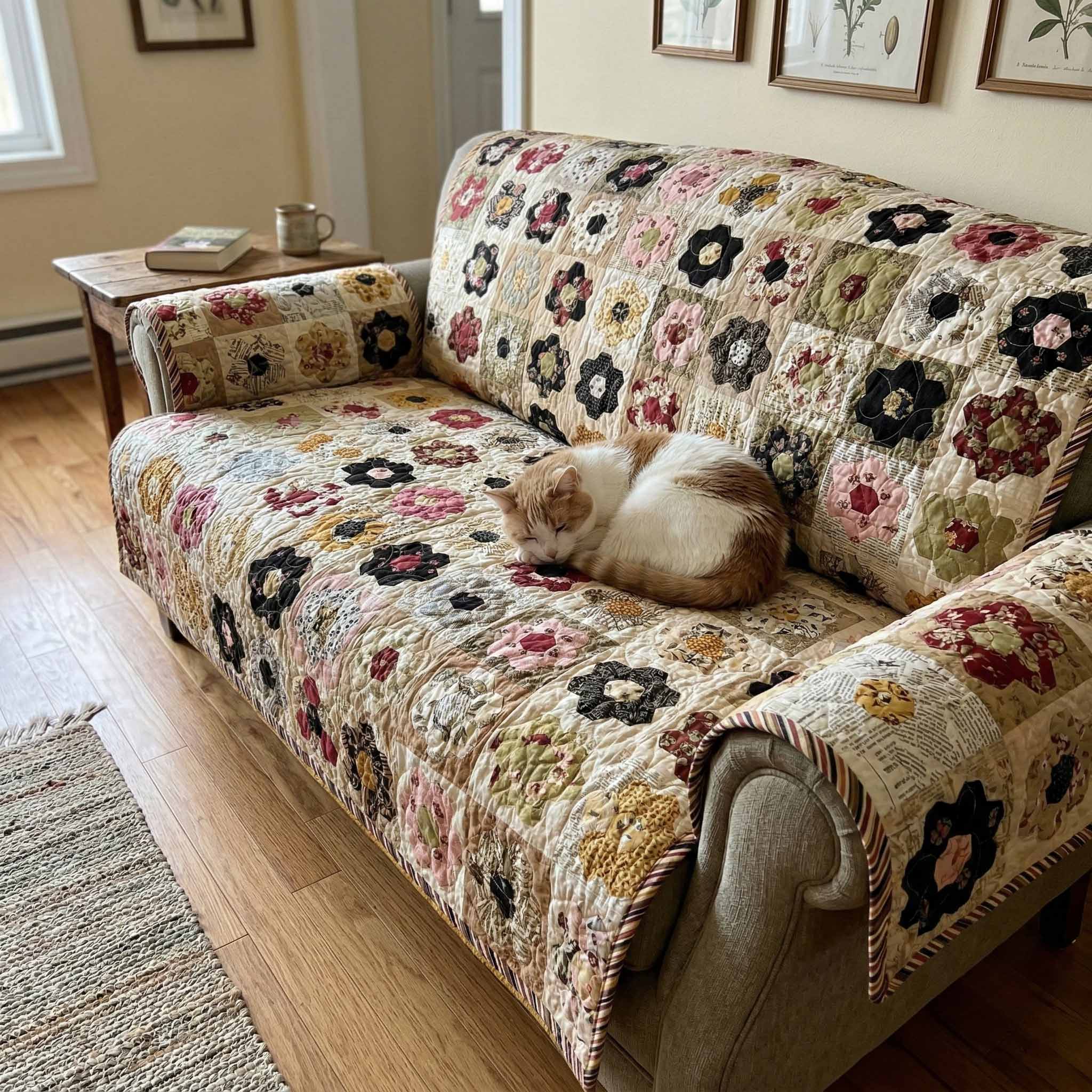 Cozy Florals Quilted Sofa Cover Best Sectional Couch Covers Unique Christmas Gifts For Couples