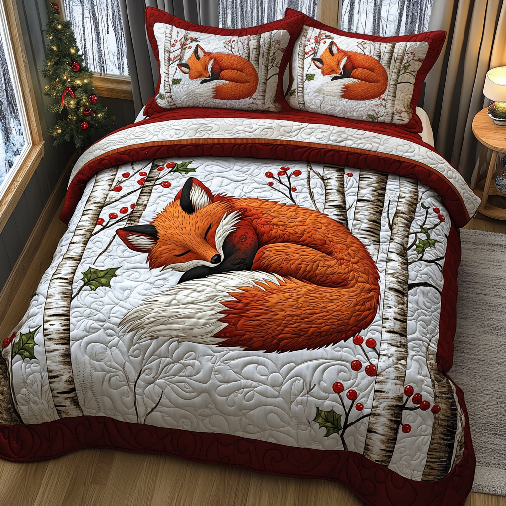 Cozy Fox Den Quilted Bedding Set Best Bedsheets Fox Theme Present