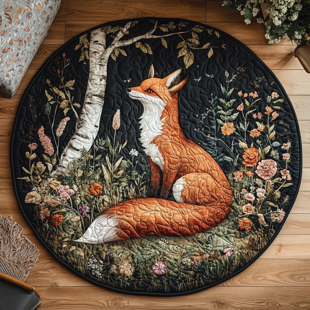 Cozy Fox Quilted Round Mat Large Round Rugs For Living Room Best Gifts For Mom Birthday