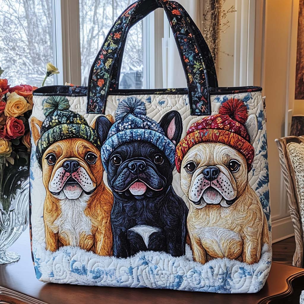 Cozy Frenchie Quilted Tote Bag The Perfect Everyday Tote Bag Christmas Gift For Mom
