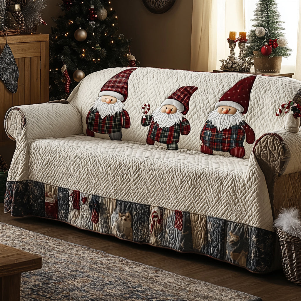 Cozy Gnome Cabin Quilted Sofa Cover Living Room Winter Decor Christmas Presents For Mom