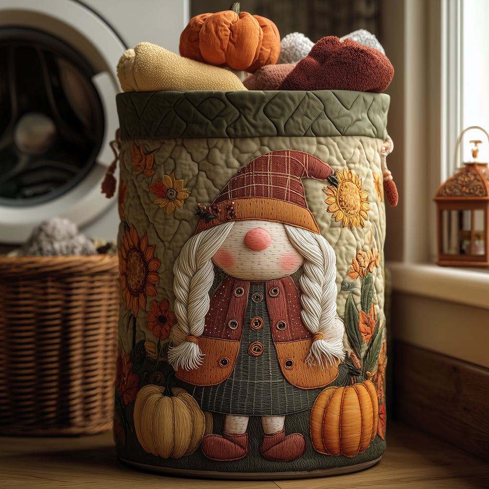 Cozy Gnome Quilted Laundry Basket Best Laundry Hamper Autumn Inspired Gifts