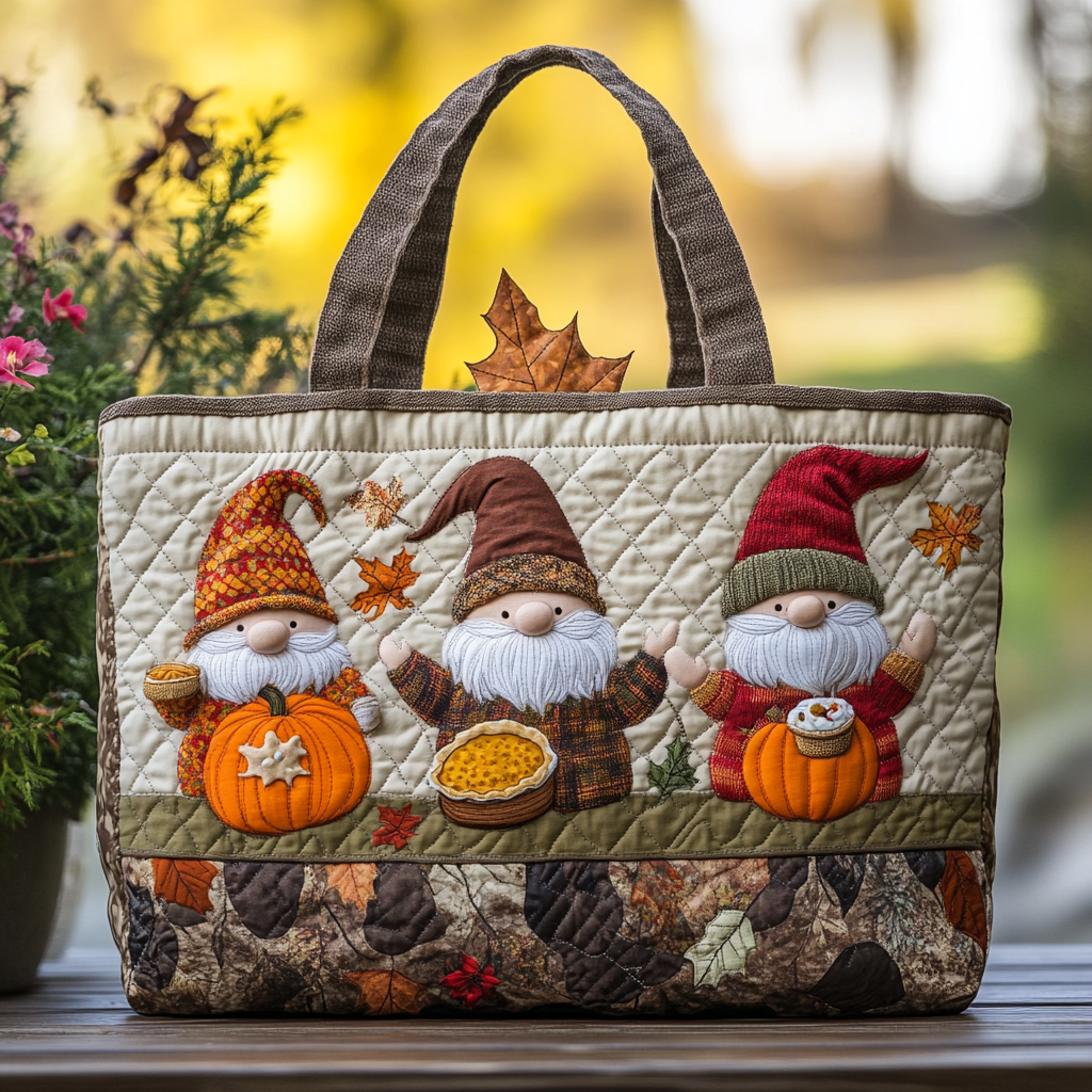 Cozy Gnome Quilted Tote Bag Best Everyday Tote Bag Mothers Birthday Present