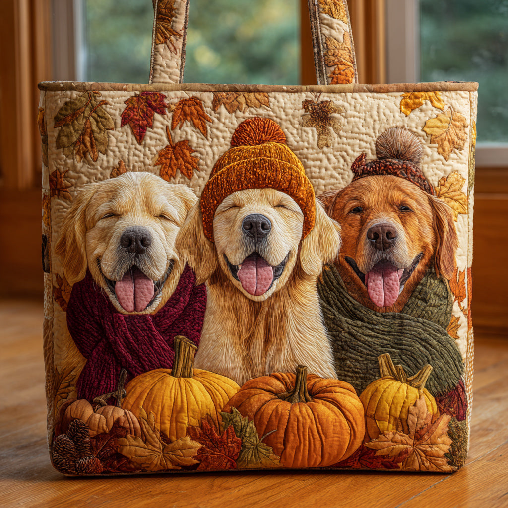 Cozy Golden Retriever Quilted Tote Bag Shoulder Bags For Women Mother's Day Delivery Gifts