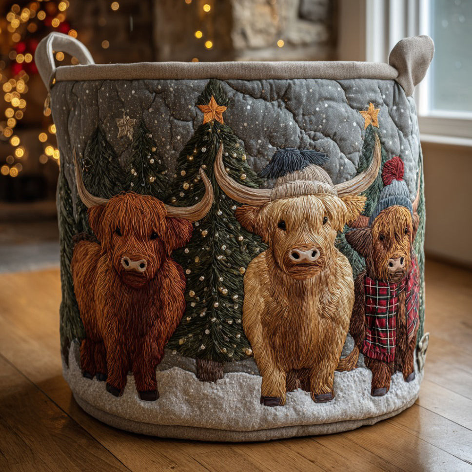 Cozy Highland Quilted Laundry Basket Laundry Decor Ideas Highland Cattle Merchandise